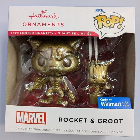 Hallmark Ornaments Funko POP! Rocket & Groot GOLD Marvel GOTG Limited Edition - Picture 4 of 12